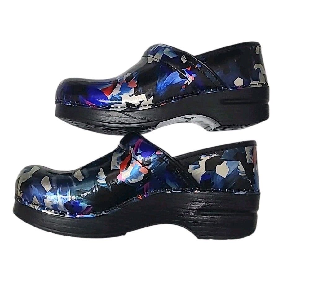 Dansko Women’s Professional Leather Clogs Shoes Graphic Floral Print 38