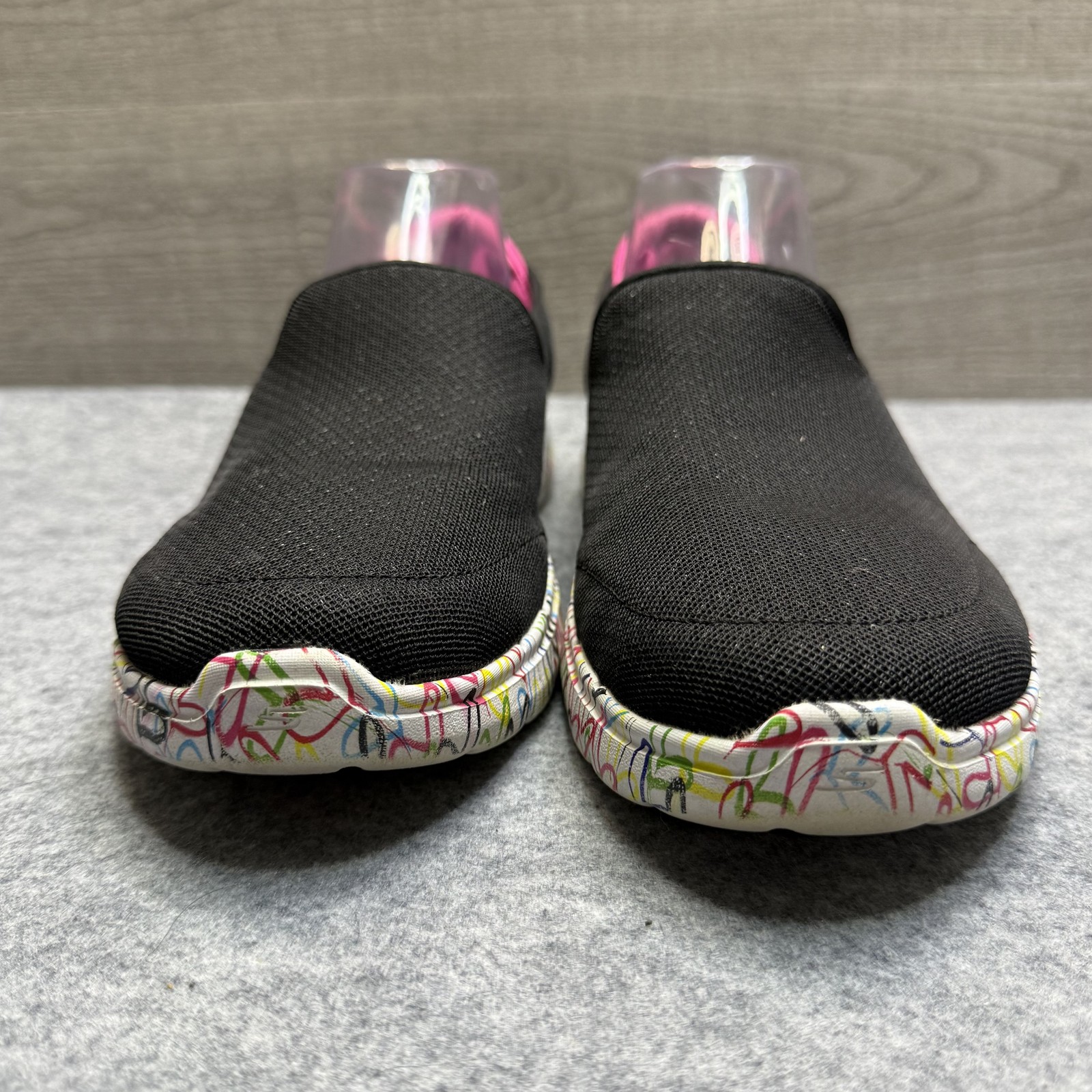 Skechers GO WALK Womens 11 Black Multi-Color Slip-On Comfort Walking Shoes
