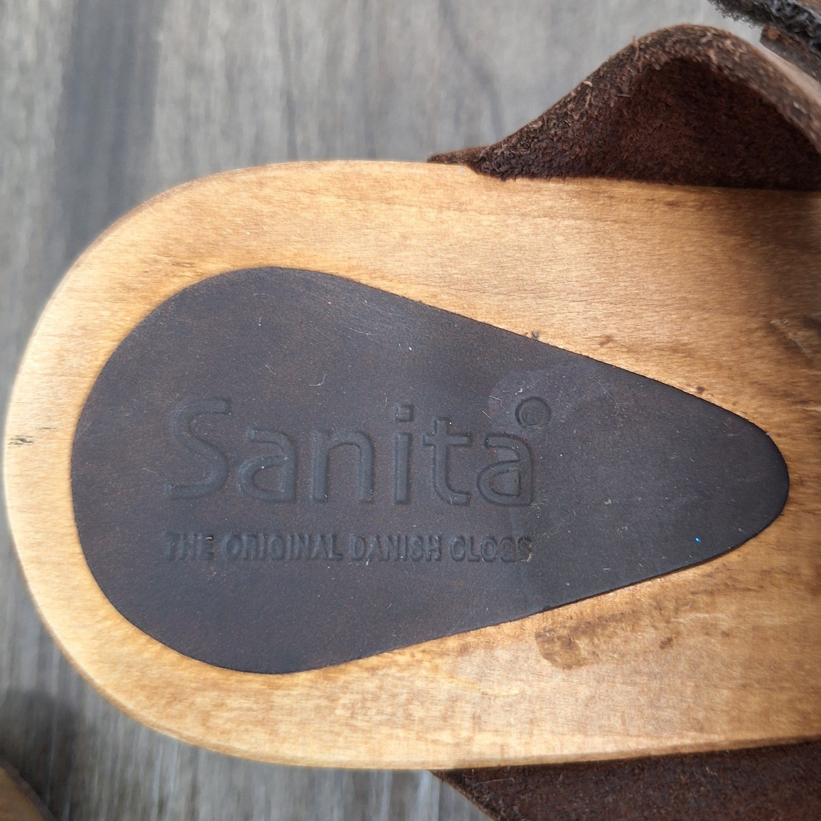 Sanita Brown Leather Wood Platform Clog Sandals Women’s 7.5 Strappy Danish Clogs