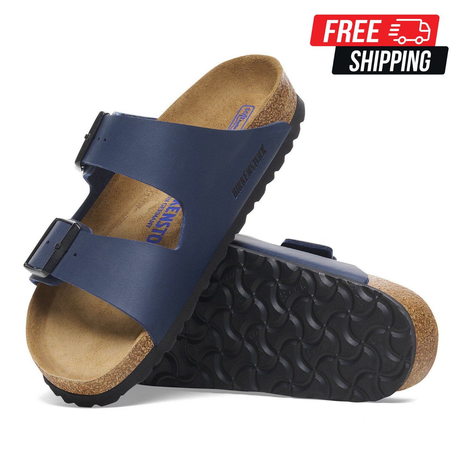 Birkenstock Arizona Soft Footbed Birko-Flor Sandals Blue Brand New