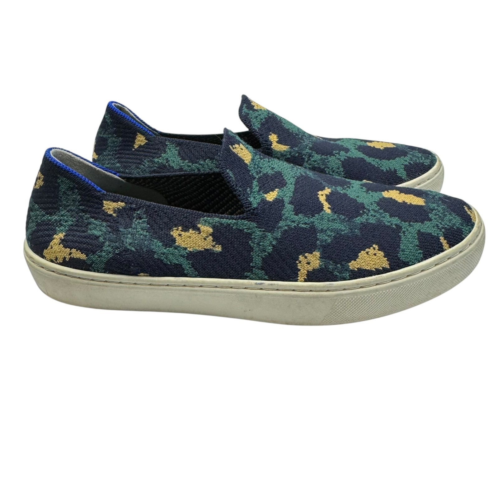 Rothy’s Animal Print Slip-On Sneakers Blue Spotted Women’s Size 7.5 US 38 EU