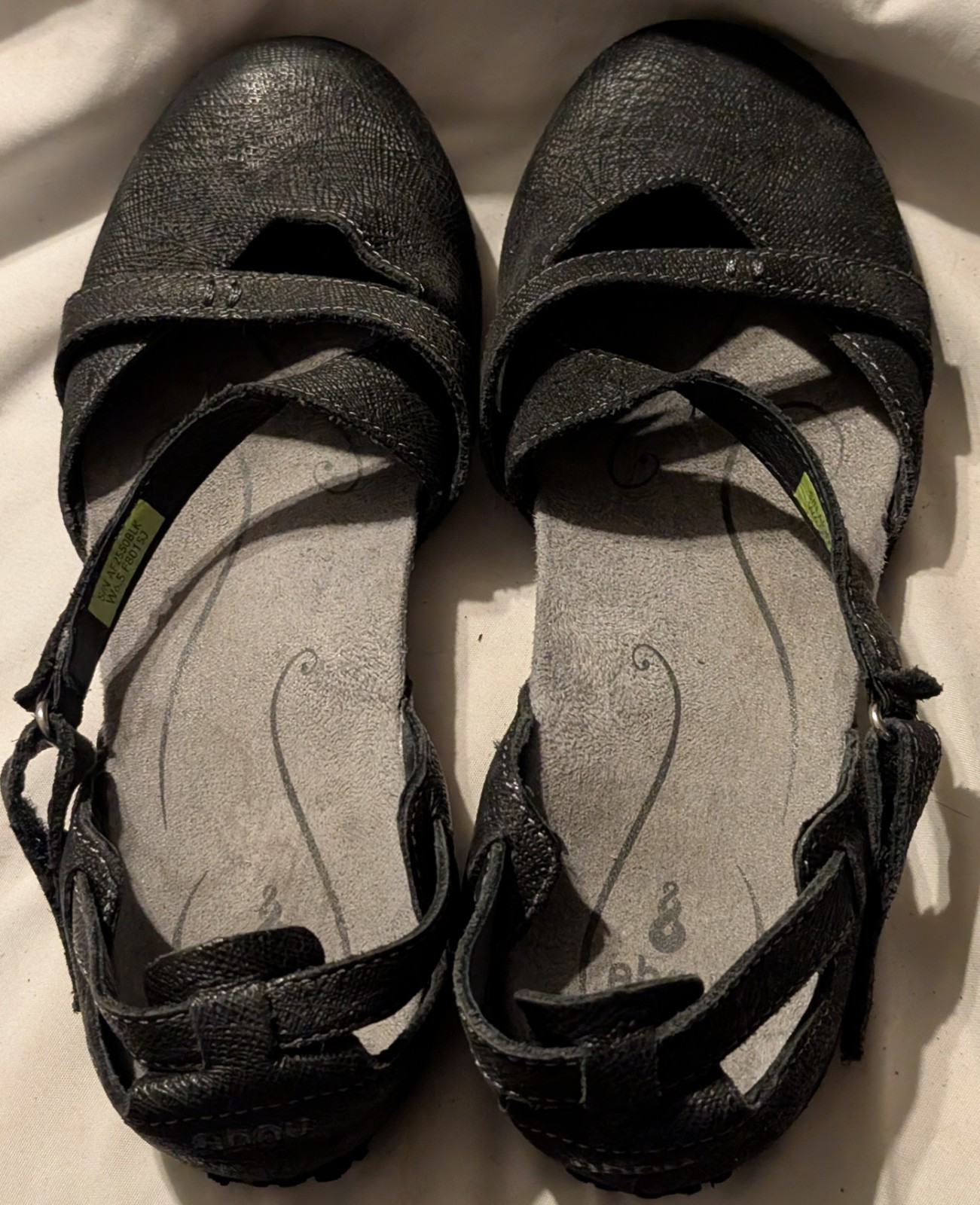Ahnu Teva Tullia Women’s Sz 6.5 Mary Jane Yoga Flats Black Strappy Arch Support