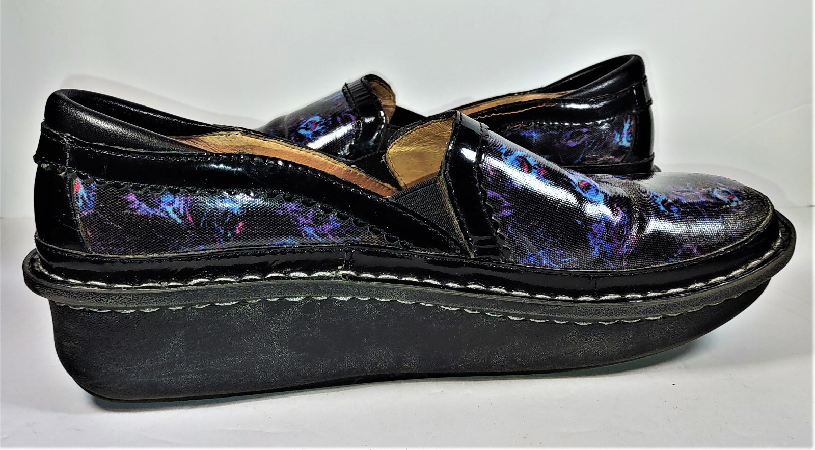 Alegria DEB-365 Peacock Feather Slip On Nursing Clogs Womens EUR 40 US 9.5-10