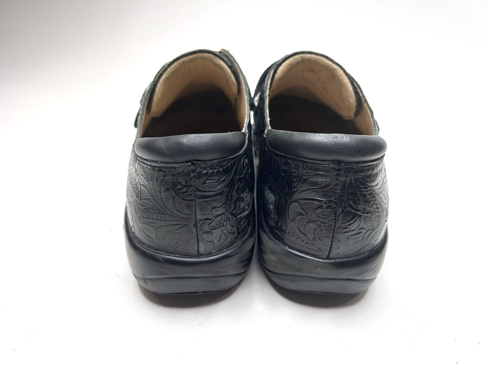 ALEGRIA Joleen Tar Tooled Shoe Leather Slip-Resistant Hook Loop Black sz 41