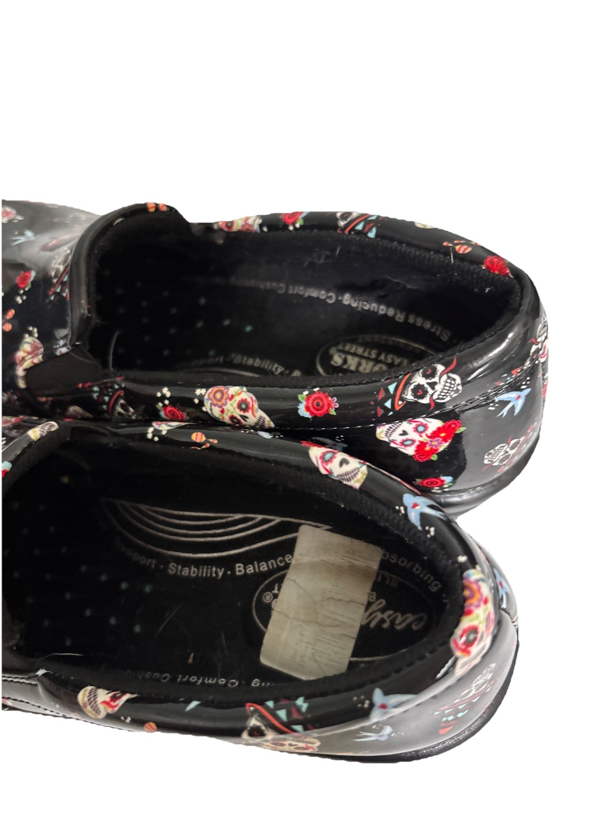 Halloween✨ Easy Work by Easy Street✨ Day of the Dead Slip On Clogs Mules Shoes