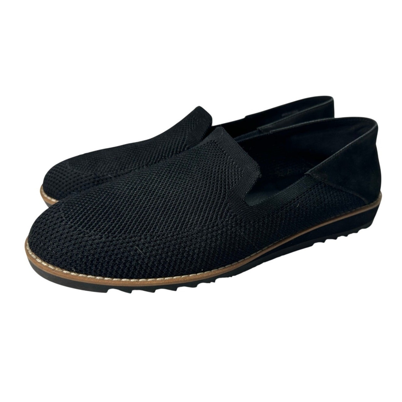 Eileen Fisher Black Emery Loafer Stretch Jersey Knit & Suede Slip-On Size 9.5