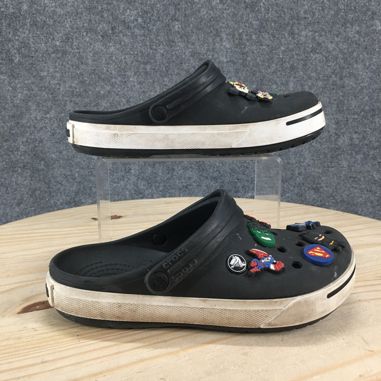 Crocs Shoes Womens 8 Avengers Round Toe Slip On Clogs Black Slingback Comfort