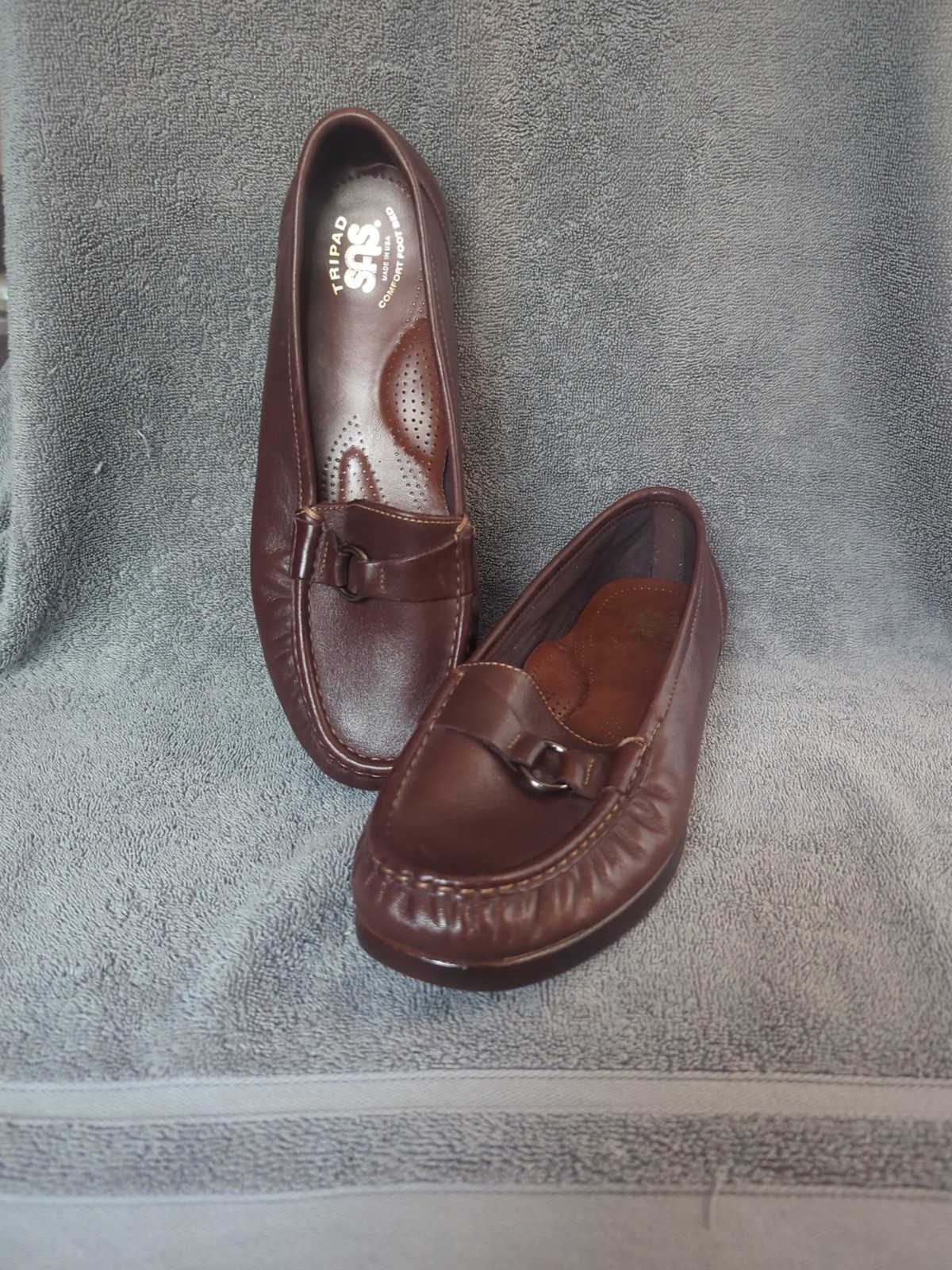 SAS Tripad Brown Comfort Loafers Low Wedge Slip On Leather Shoes USA