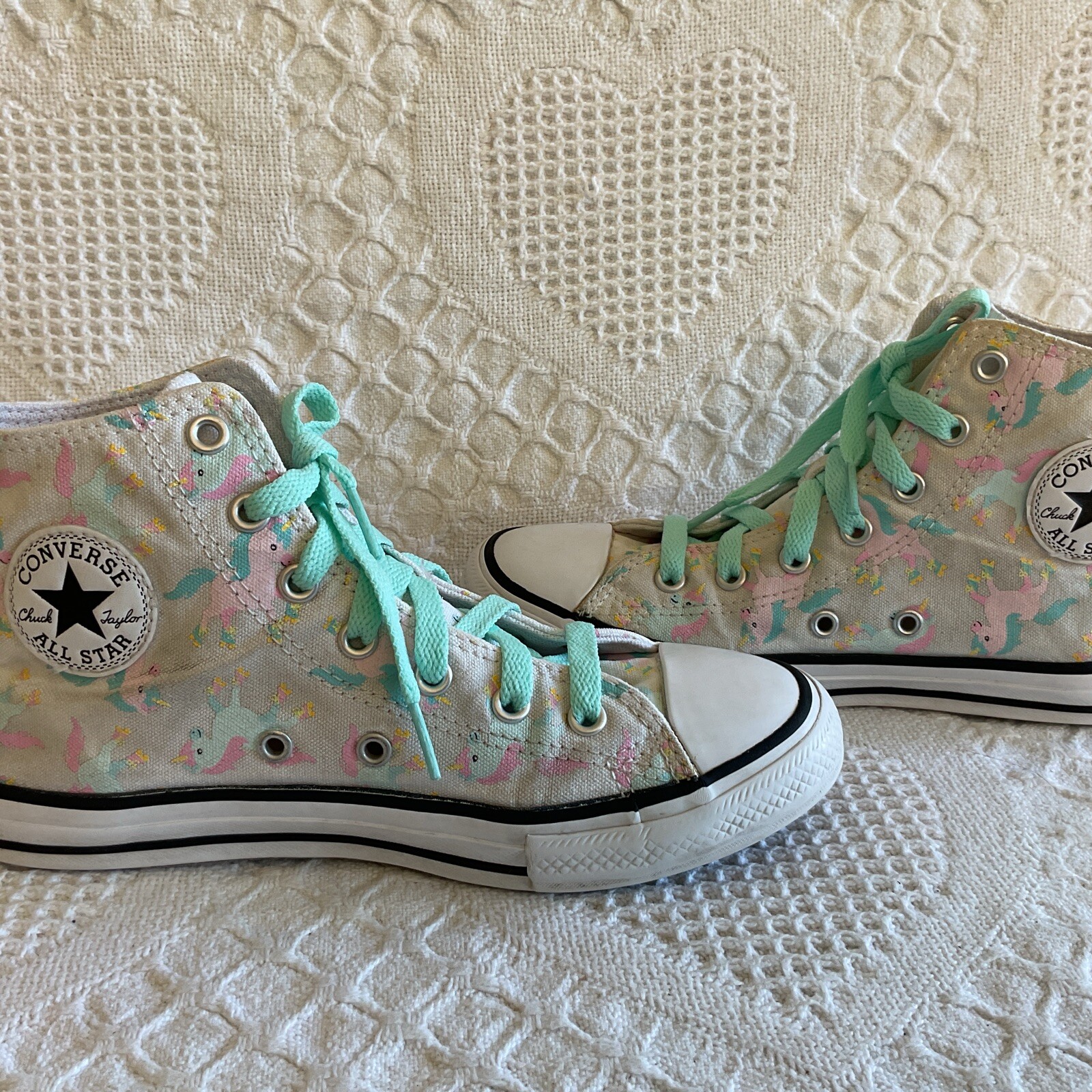 Converse All Star Chuck Taylor Unicorn High Tops Junior Size 3 Aqua Pink