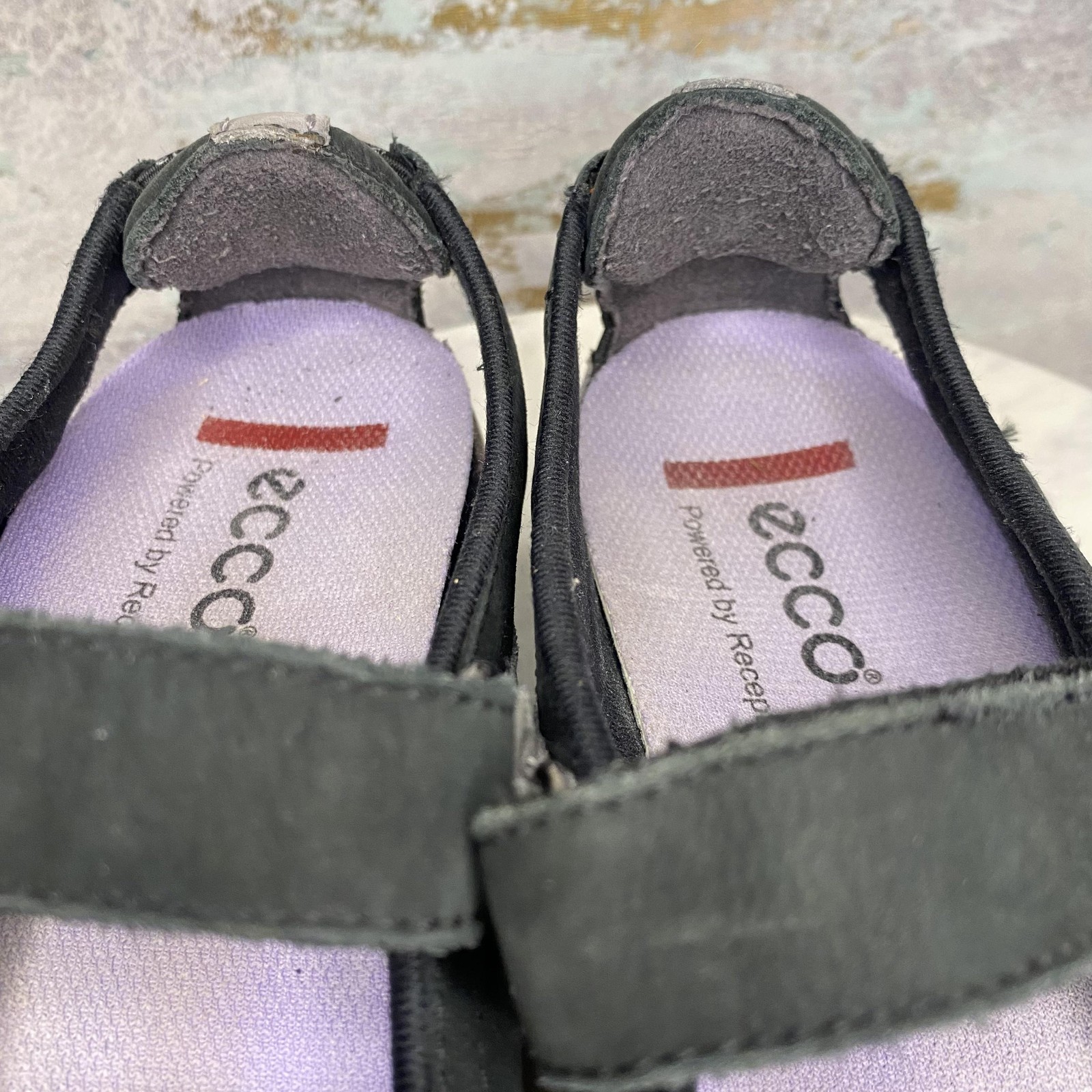 ECCO Shoes Womens Size 6.5 Black Nubuck Mary Jane Walking Comfort Flats Casual