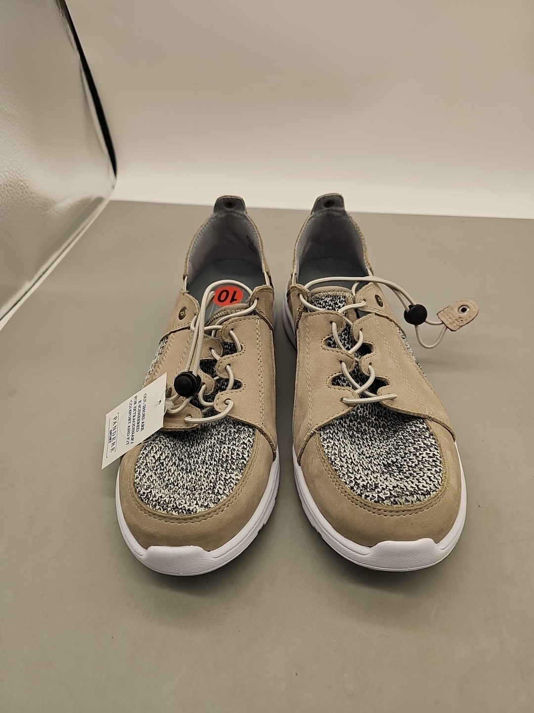 NEW Pandere Bali Women’s Leather Shoes Drawstring Sneakers Gray Nubuck Size 10
