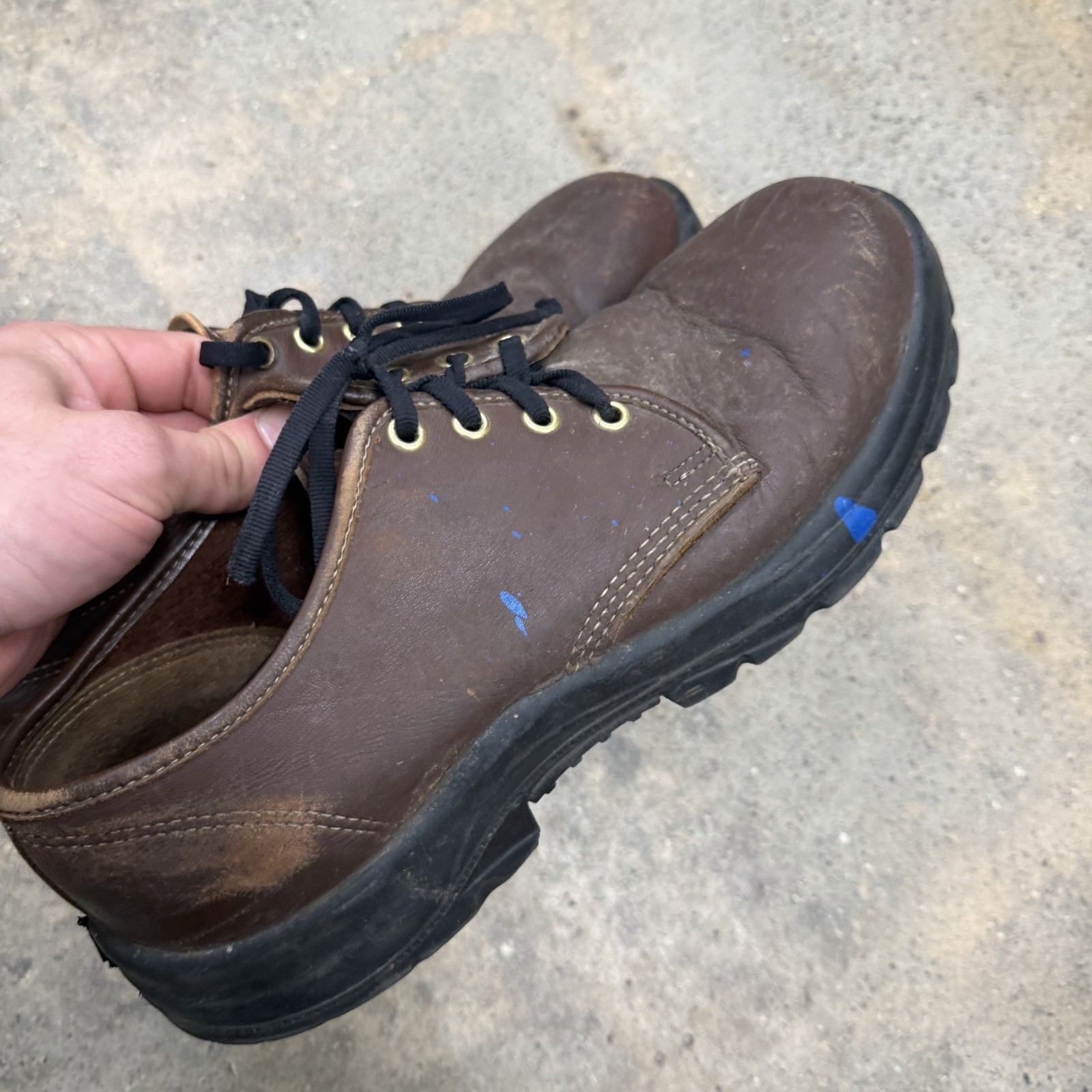 Thorogood Oxford Work Shoes Womens 10 EE Wide Brown Leather Uniform *DISTRESSED*