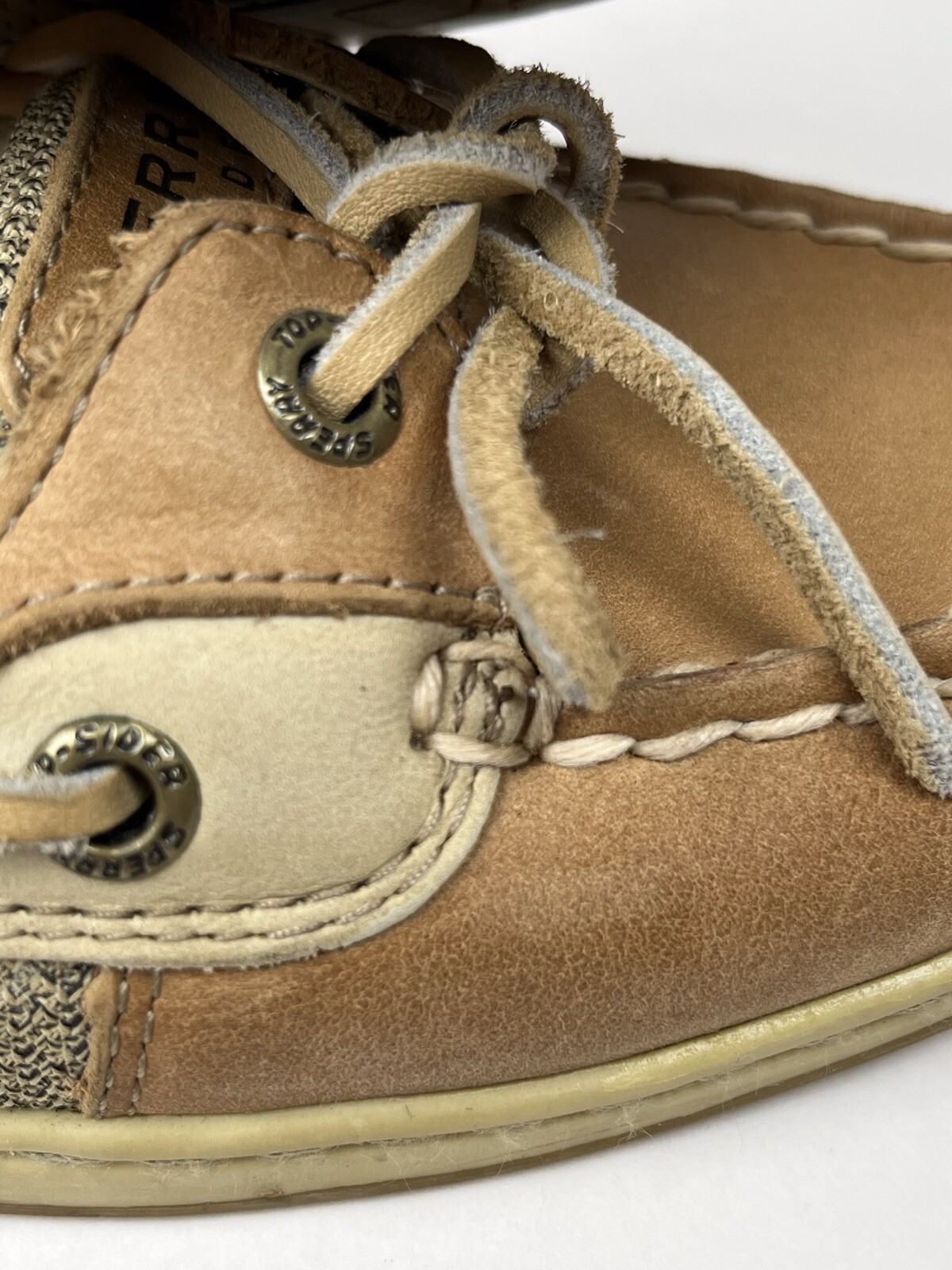 Sperry Top Sider Womens Boat Sole Shoes Linen Oat 9102047 Size 8 G-15 61428
