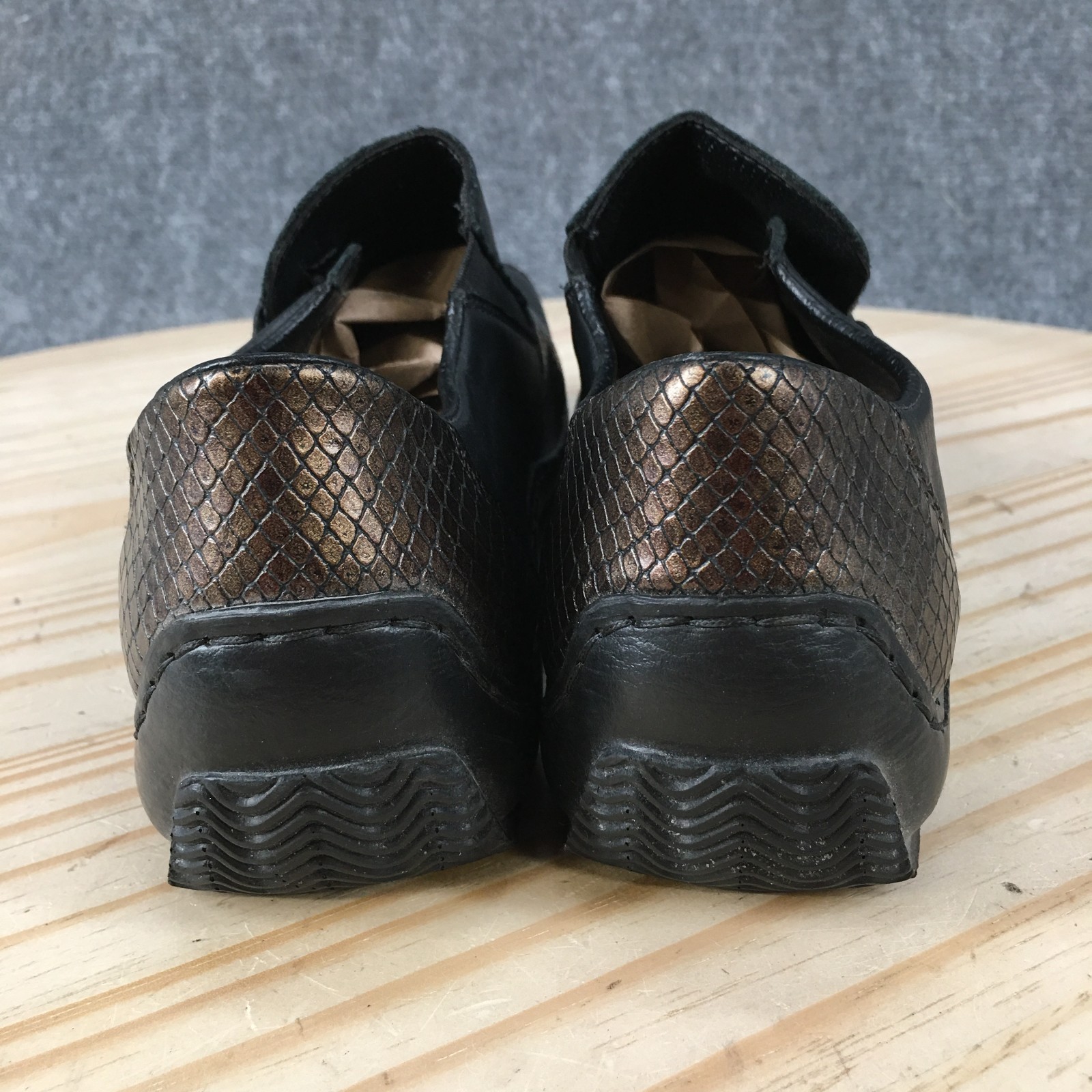 Rieker Cassie Shoes Womens 39 Loafers Slip On Comfort Snakeskin Bronze Black