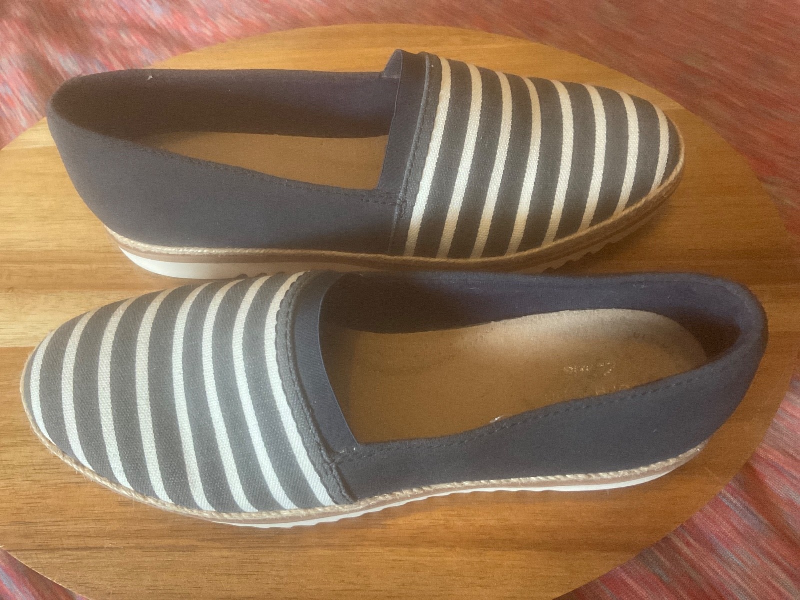 Clarks Collection Leather or Suede Slip-Ons Serena Paige Navy Stripe 8M