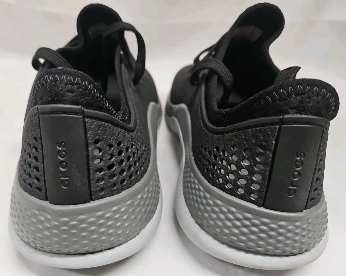 Crocs LiteRide 360 Pacer Sneakers Black Gray Lace Up 206705 Womens Size 9 GUC