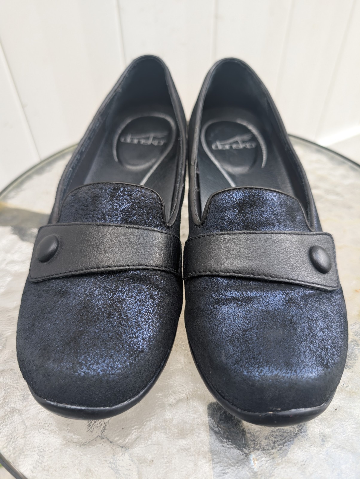 Dansko Women’s Leather Slip-On Loafers Comfort Blue/Black EU 38 US 8.5