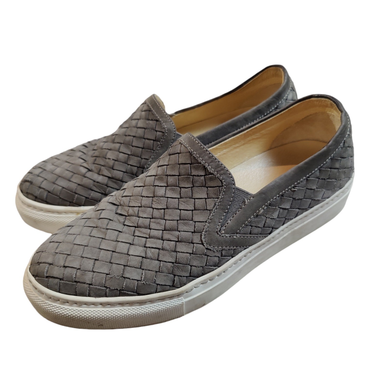 M Gemi Sz 36.5 EU 6.5 US Cerchio Gray Nubuck Woven Leather Slip On Sneakers