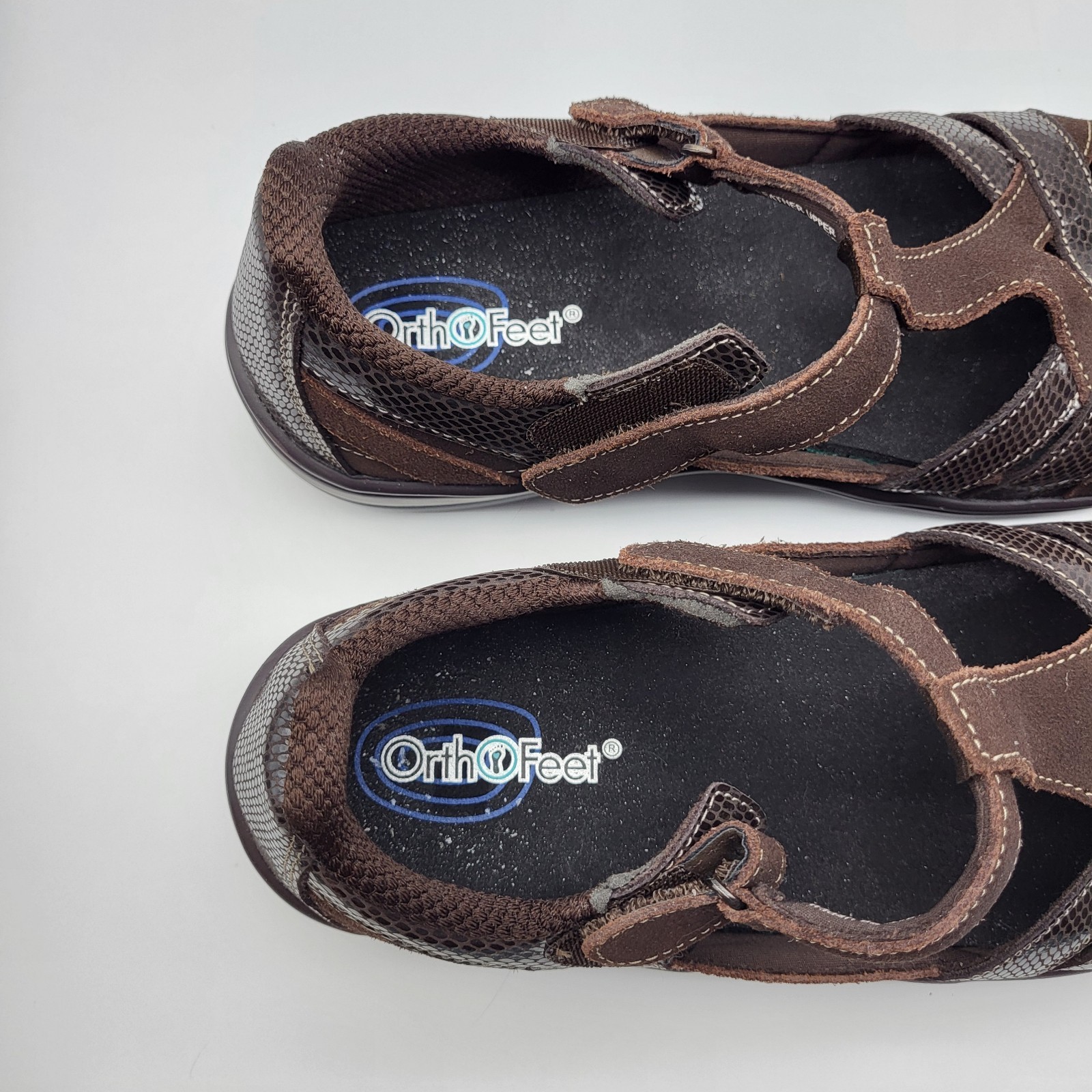 OrthoFeet Juno 860 Shoes Sz 9.5 Wide Brown Suede Mary Jane Walking Comfort