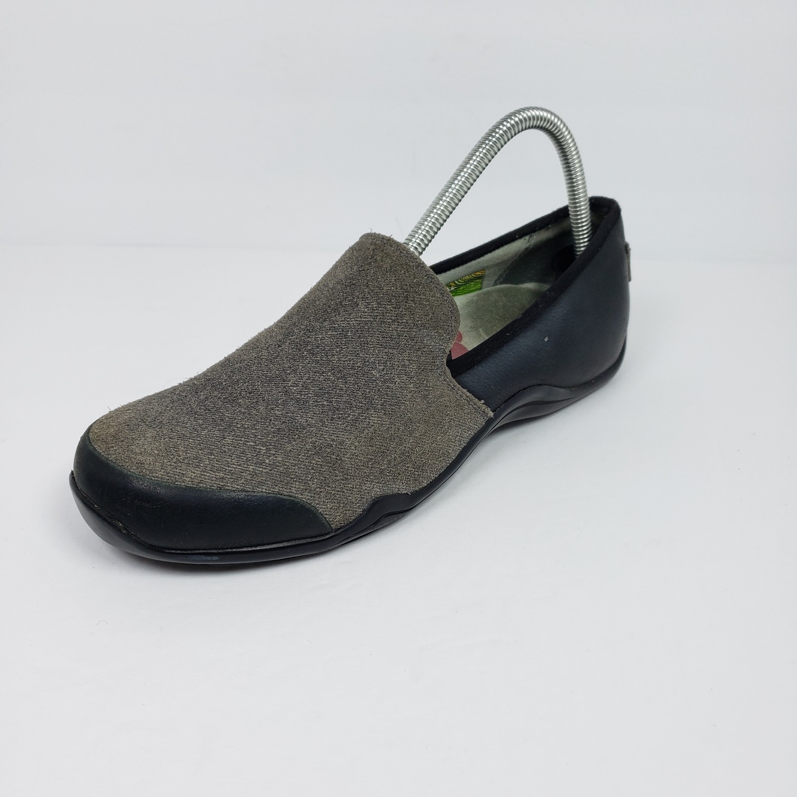 Ahnu Penny Pro Womens Size 8.5 Gray Black Suede Leather Slip On Loafer Shoes