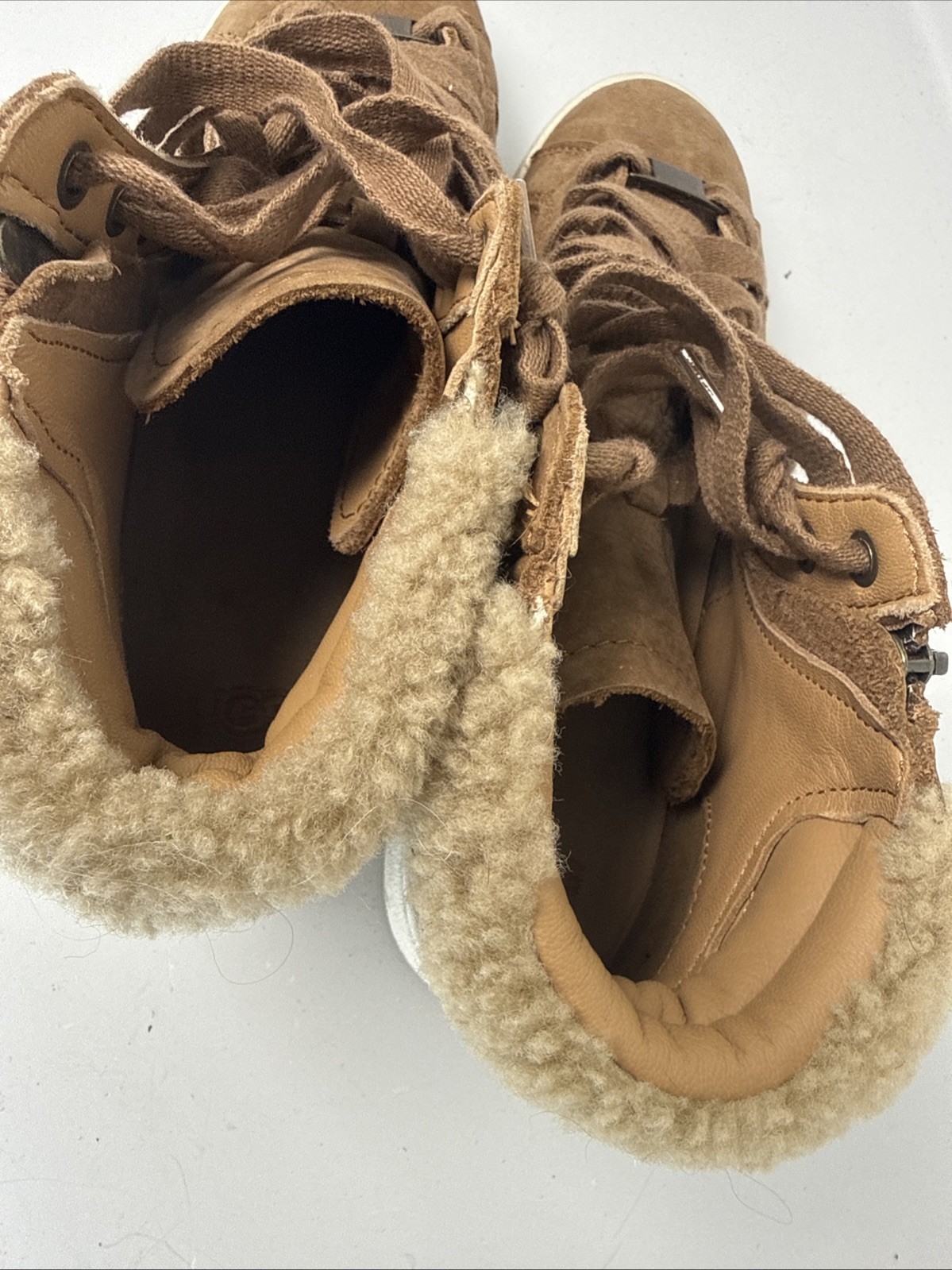 UGG Womens Olive 1019716 Chestnut Leather High Top Lace Up Sneaker Shoes Sz 8.5