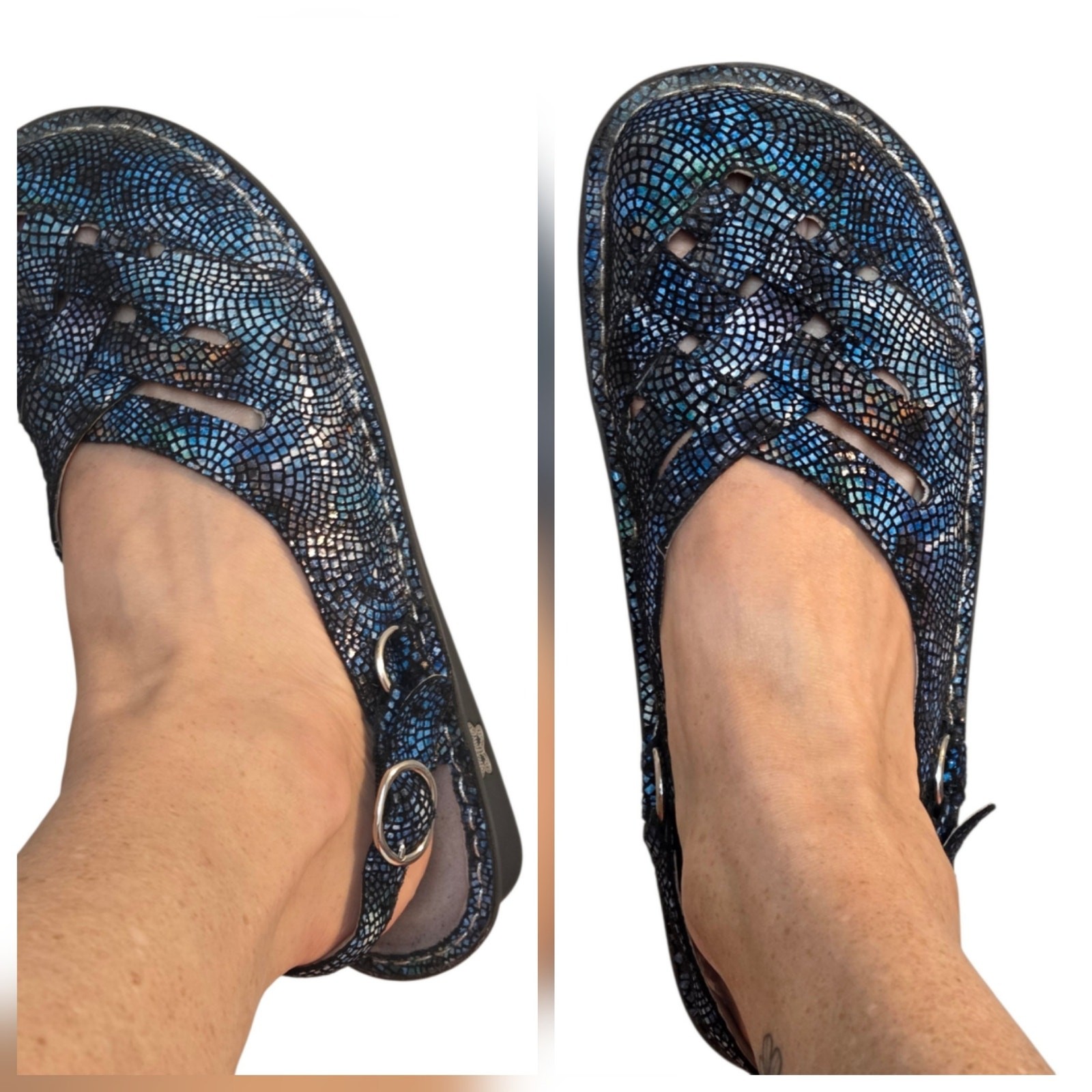 Alegria by PG Lite Freesia Clogs, Sandals, or Mules Metallic Peacock Blue sz 42