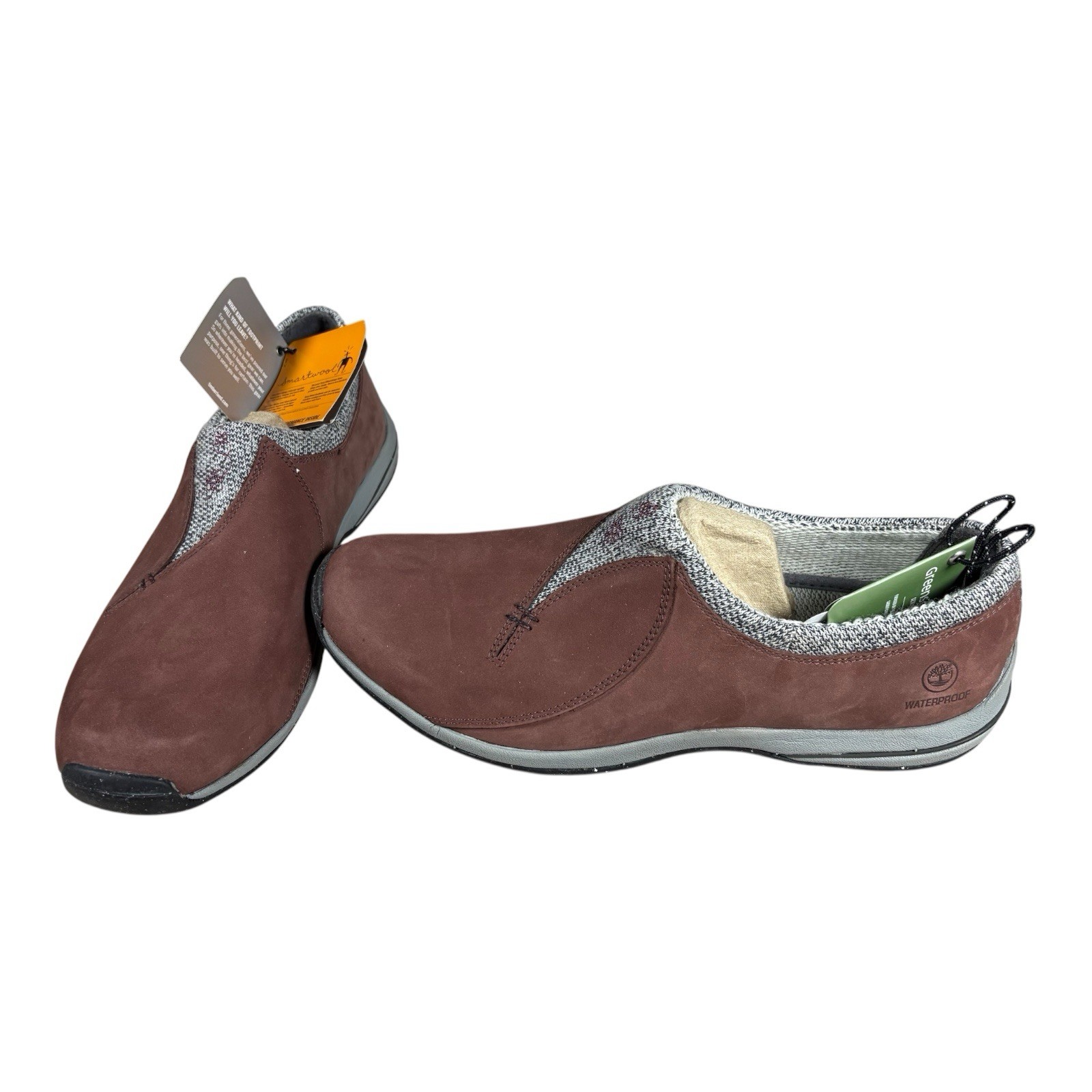Timberland Smartwool Brown Leather Waterproof Vibram Ecostep Slip On Shoes 11