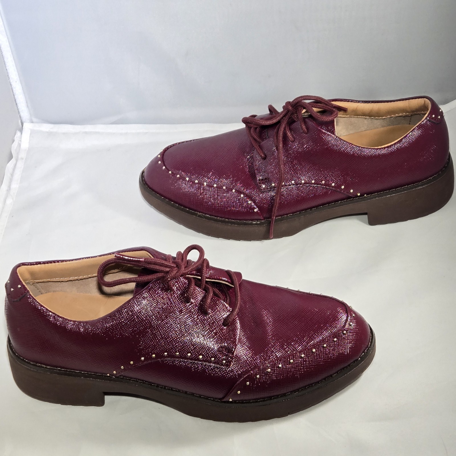 Fitflop Womens Keely Microstud Brogue Oxford Shoes Lace Up Y27-744 Red Size 5