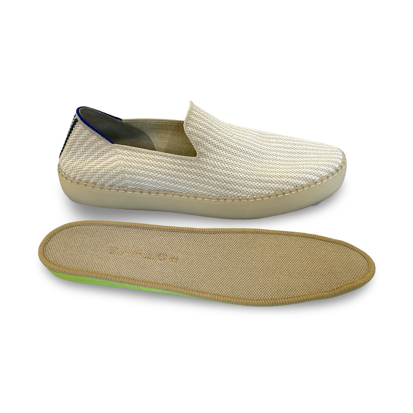Rothys The Original Hemp Slip On Sneaker Womens Size 11 Ivory Coconut Stripe
