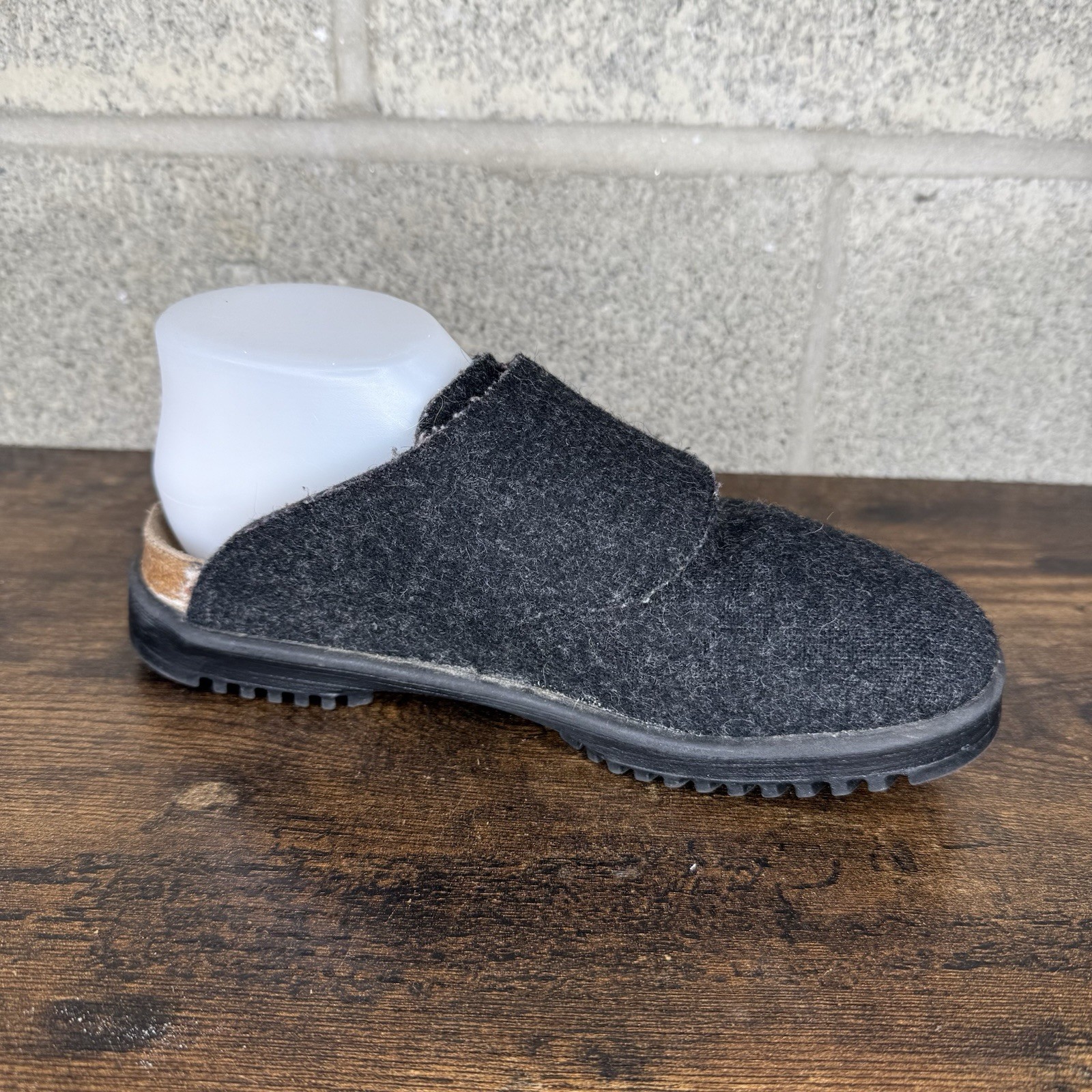 Birkenstock Betula Boston Shoes Womens Size 6 (37) Wool Felt Slip On Black Grey