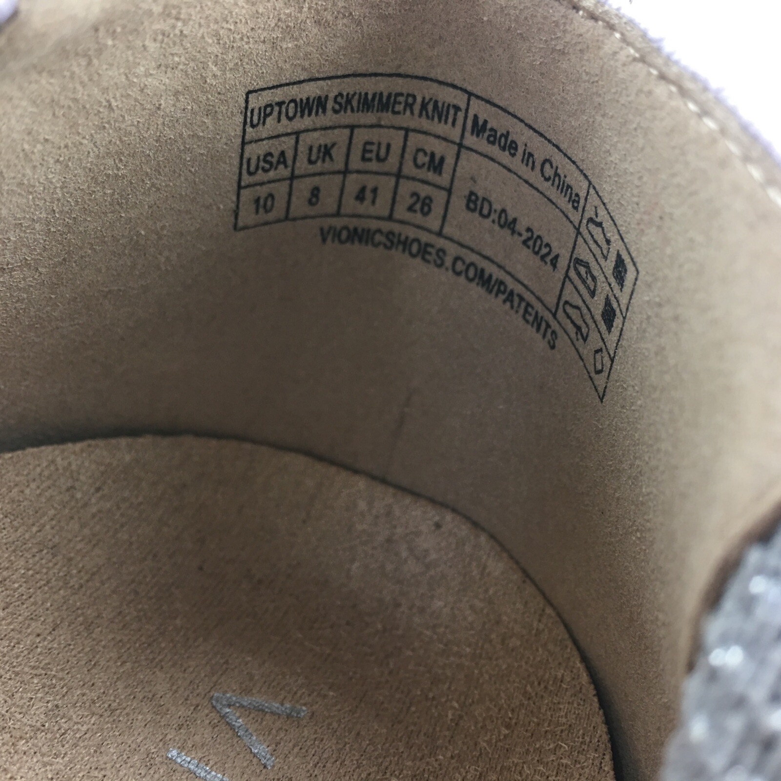 Vionic Uptown Knit Skimmer Light Grey Slip-on Shoes Women’s size 10 Medium NEW
