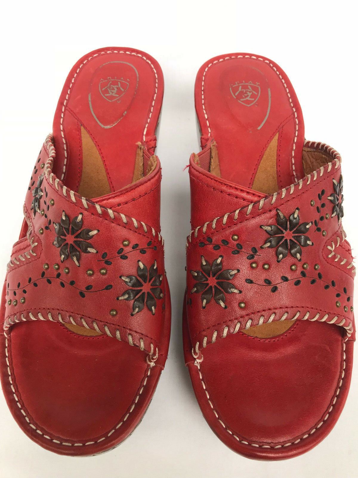 Ariat 10009323 Bella Slide Chili Red Slip-On Sandals Clogs Shoes Womens US 8.5 B