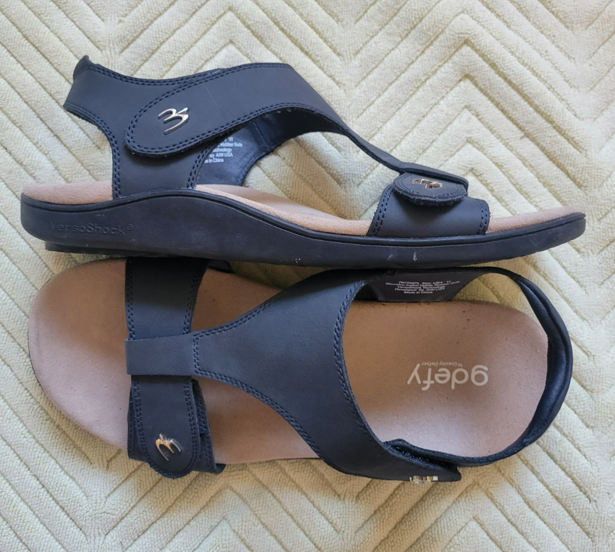 Gdefy Sandals Blue Dyvor VersoShock Orthotic Hook Loop T Strap Comfort SIZE 11 .