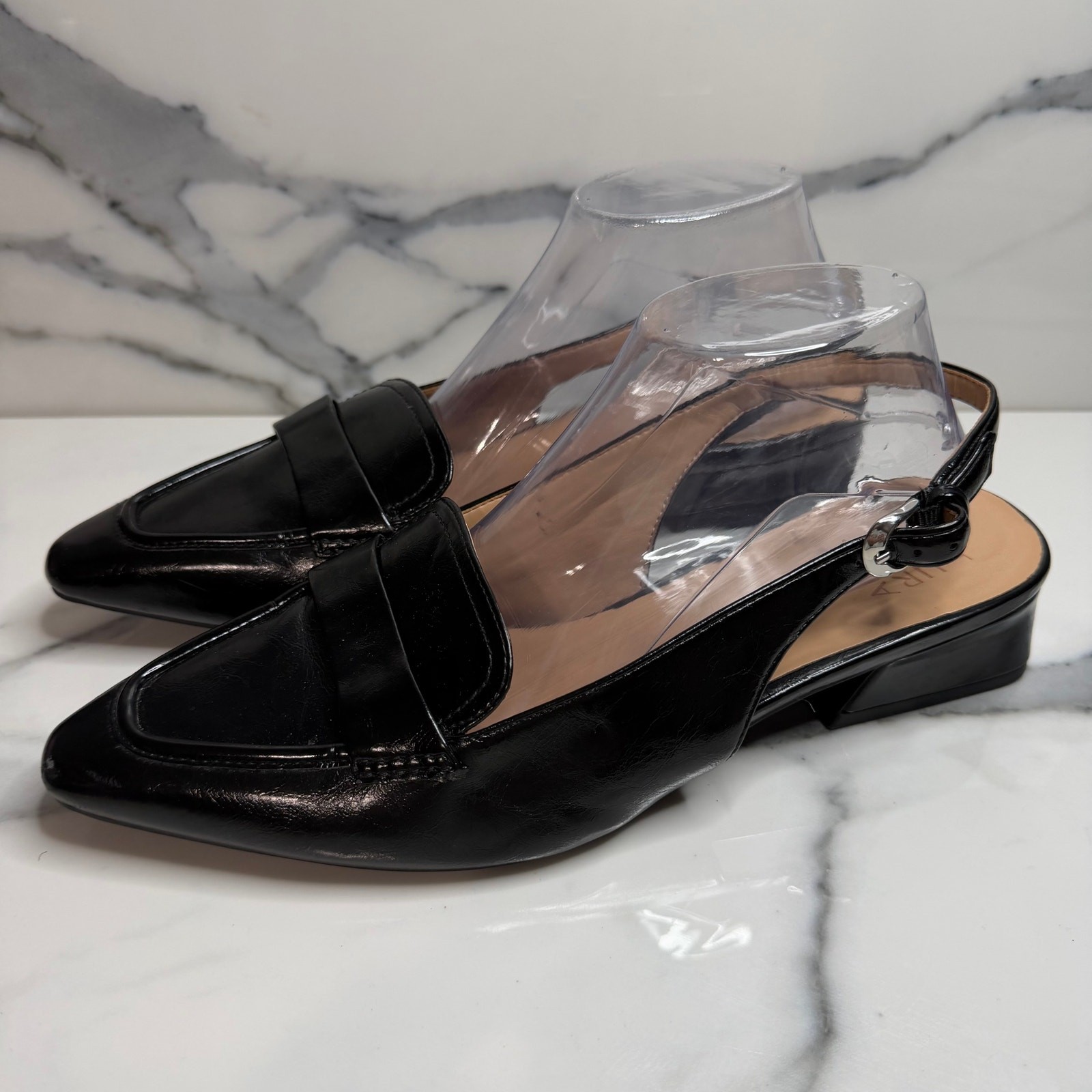 Naturalizer Wmns Black Faux Leather Garner Slingback Loafer Sz 10 Classic Preppy