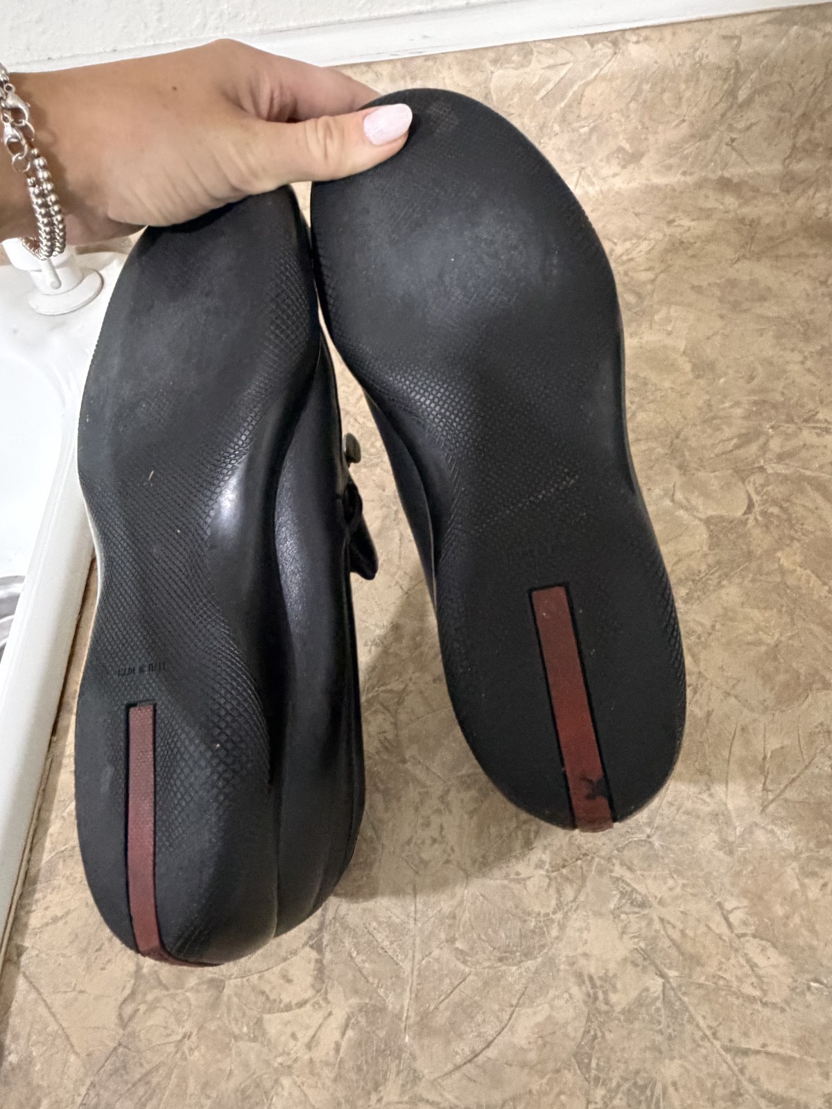 Prada Black Leather Drawstring Toggle Loafers Size 37.5 (US 7) Slip-On Moccasin