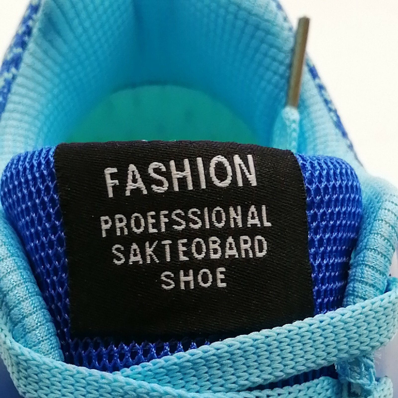 Fashion Shoes Womens Lace Up Sneaker Cushioned Insole Blue Knit Mesh 5.5 NEW