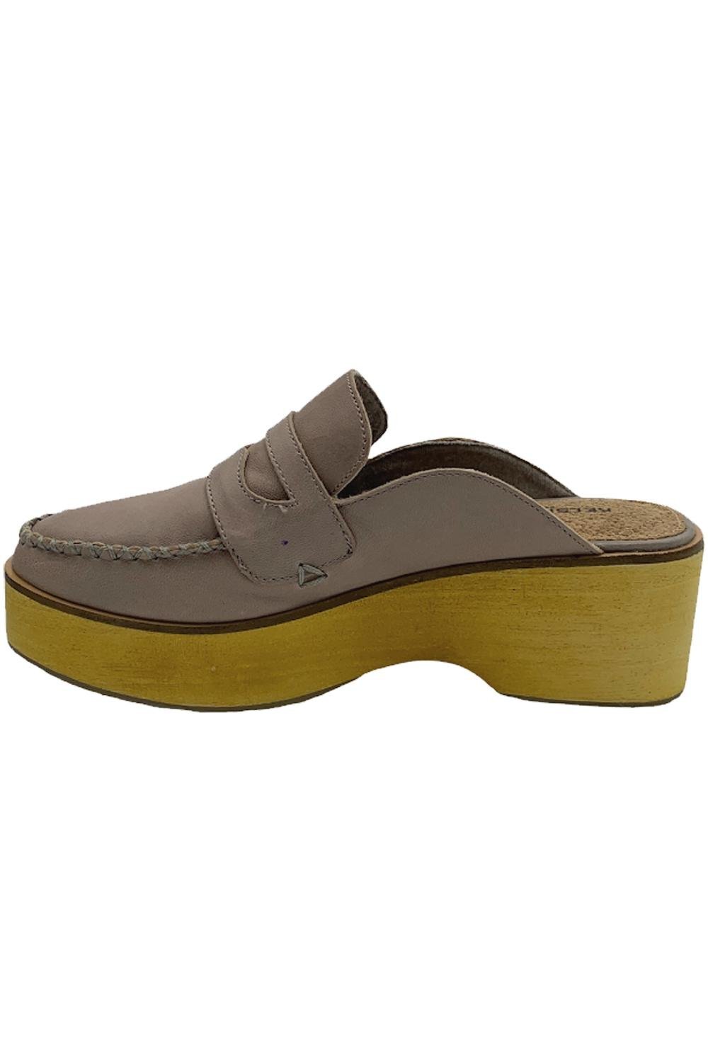Kelsi Dagger Leather Wooden Bottom Clogs Window Dove