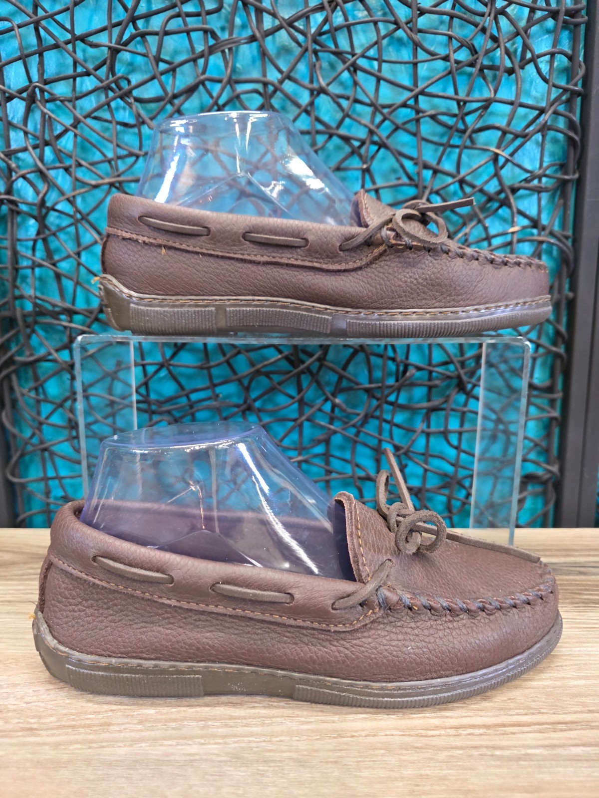 Minnetonka Classic 492W Moccasins Brown Moosehide Leather Slip On Women’s 7.5