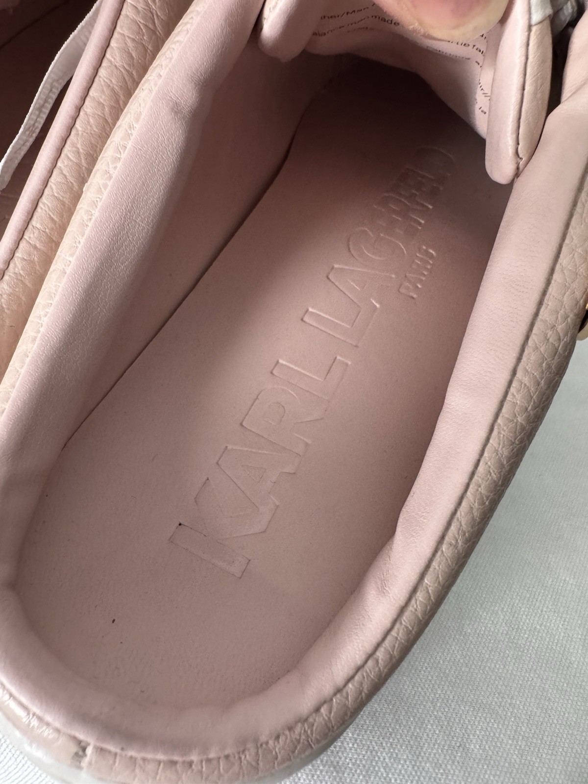 Women Karl LagerfeldCate Pins Charm Lace Up Open heel Sneak Pink Leather Shoe7,5