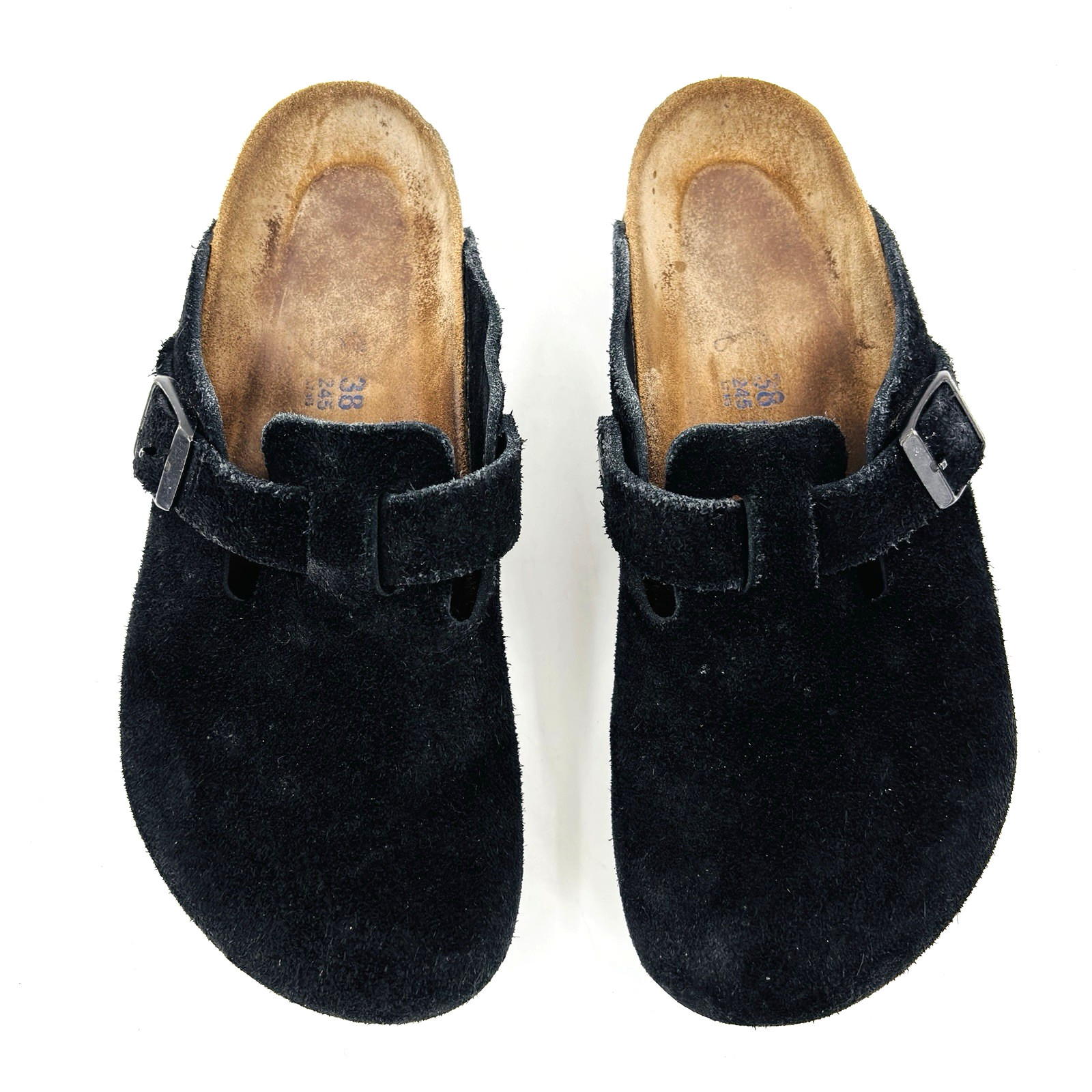 Soft Footbed Womens 7 38 Regular Birkenstock Boston Black Suede Leather Clogs