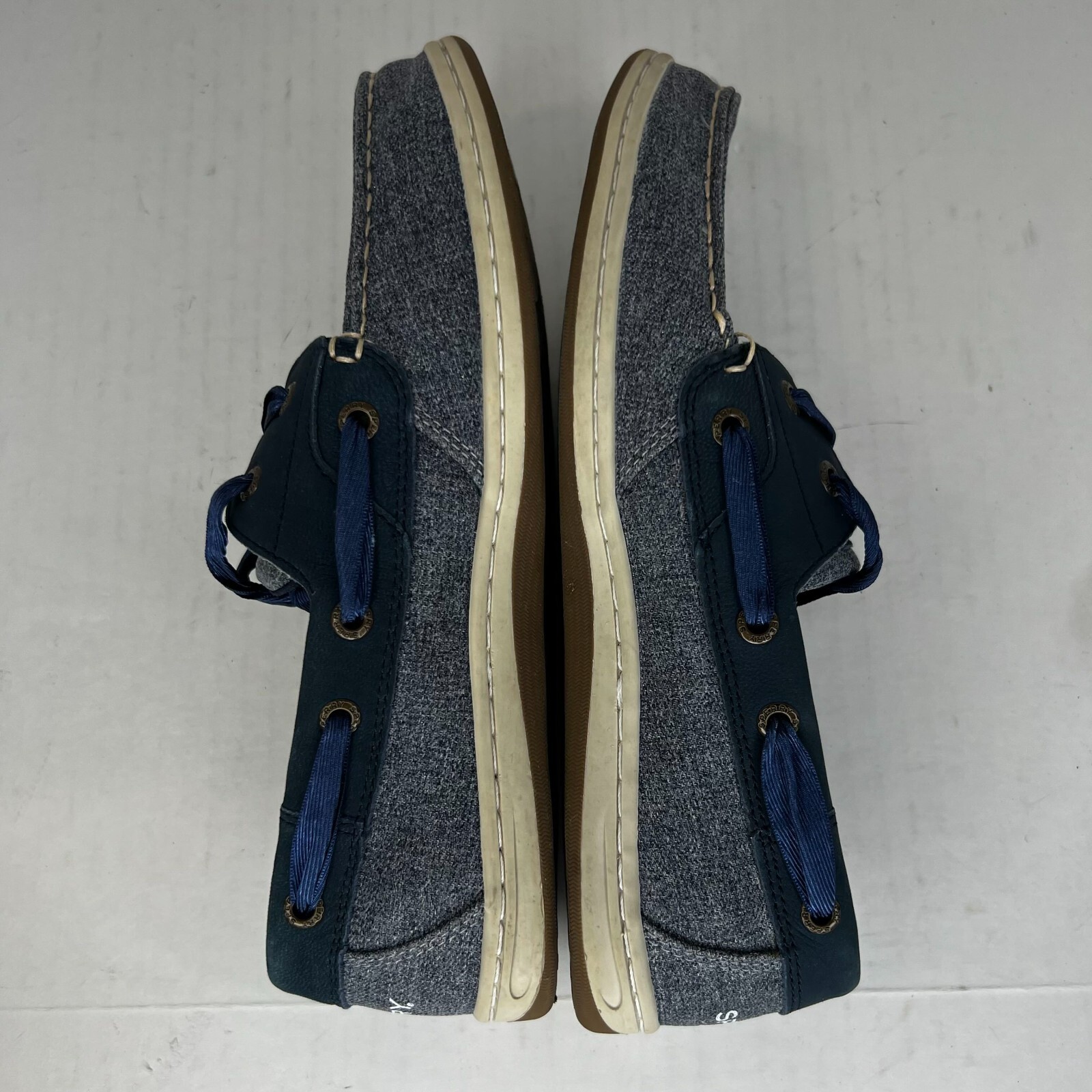 Sperry Womens STS84344 Blue Koifish Sparkle Chambray Slip On Size 8.5 Boat Shoes
