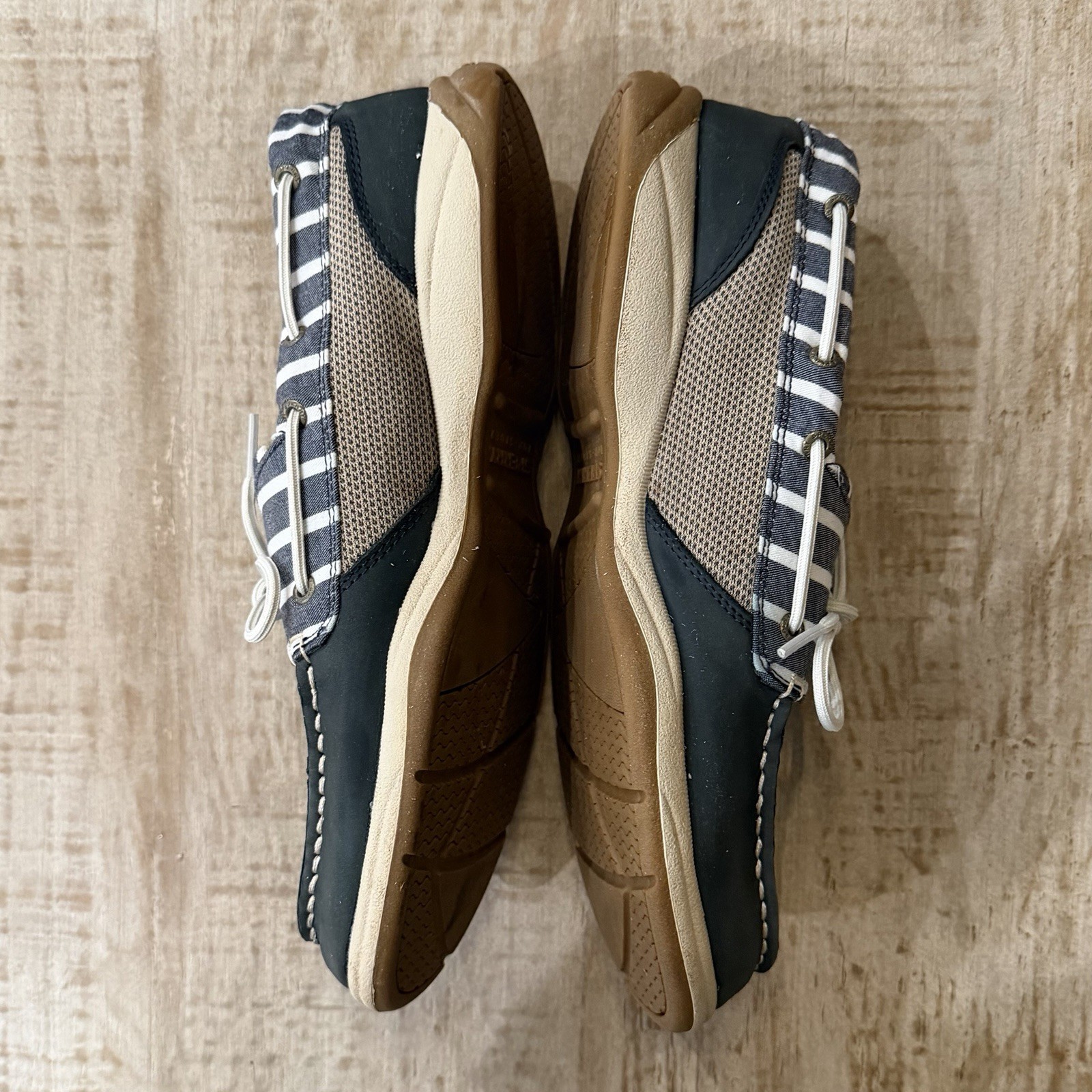 Sperry Top-Sider Navy/White Striped Leather Boat Shoes Womens 11M
