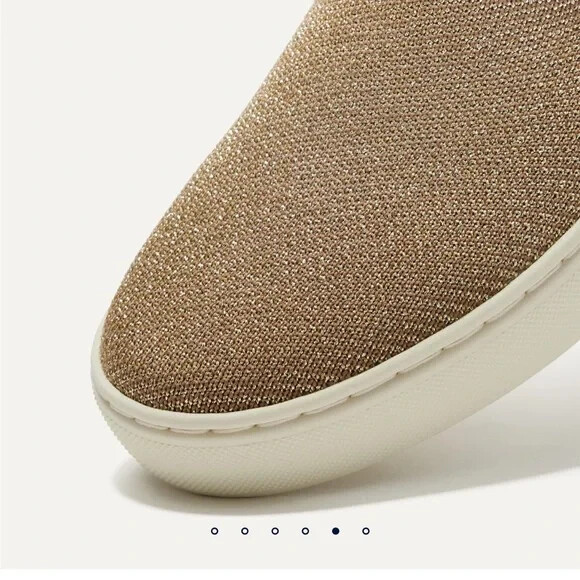 NEW ROTHYS The Slip On Sneaker in Gold Twill CASUAL SHOES METALLIC SIZE 12.5