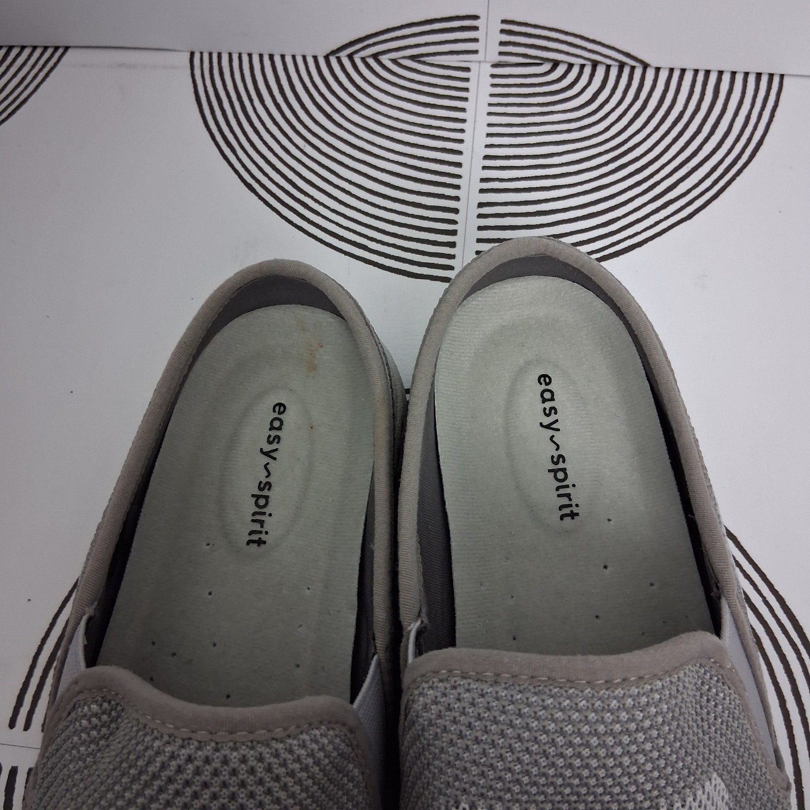 Easy Spirit Womens 10WW Gray Takeknit 2 Slip On Comfort Mules Clogs Casual Shoes