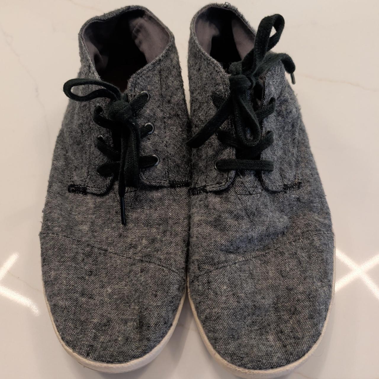 Toms Sz 8.5 Shoes Women’s Casual Sneaker Gray Fabric Lace Up Canvas Textured