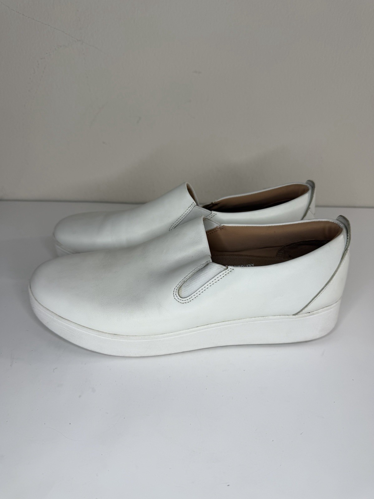 Fitflop Shoes Loafers White Leather Women Size 42 US 10 Comfort Walking Casual
