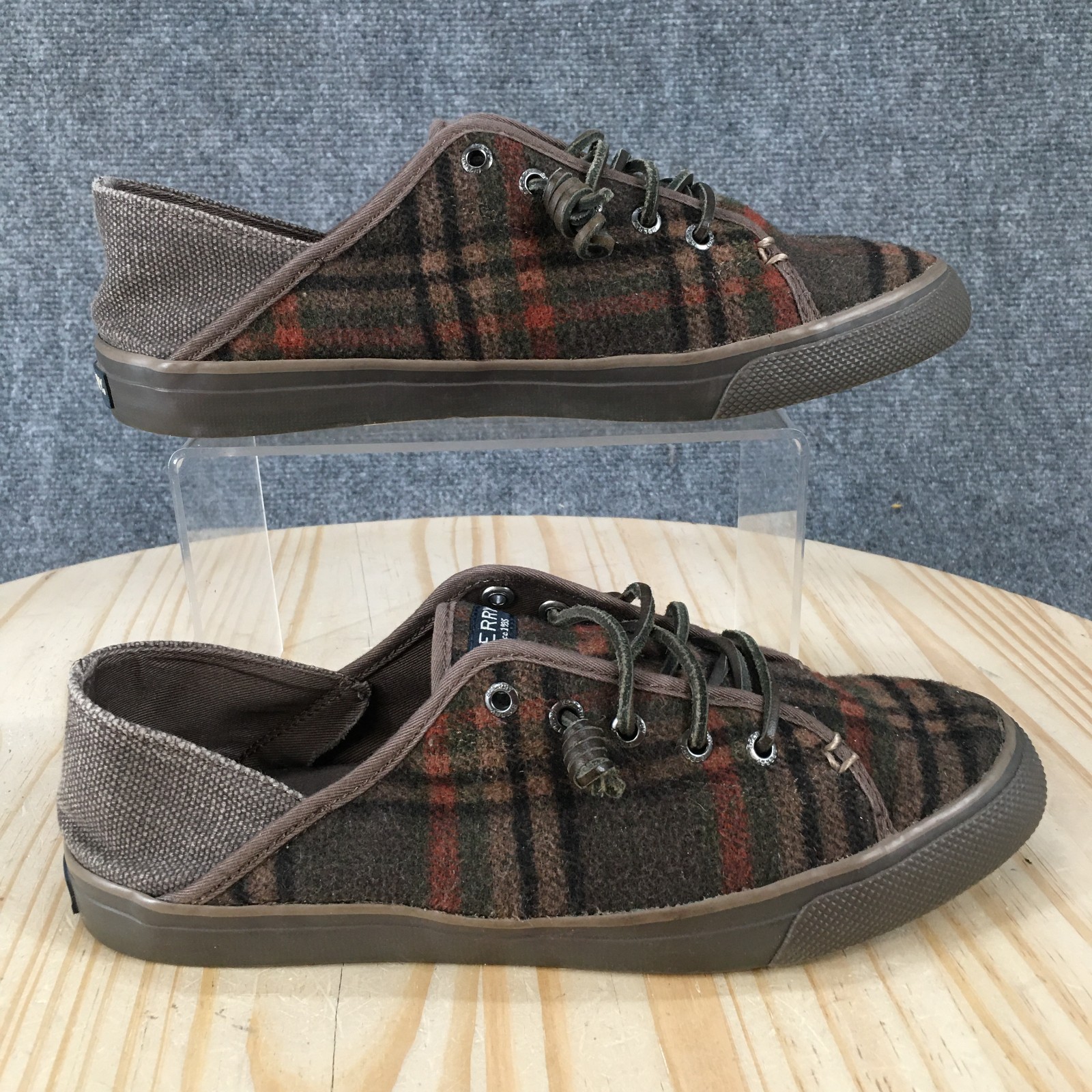 Sperry Seacoast Isle Plaid Shoes Womens 8.5 M Slip On Sneakers Brown STS96986