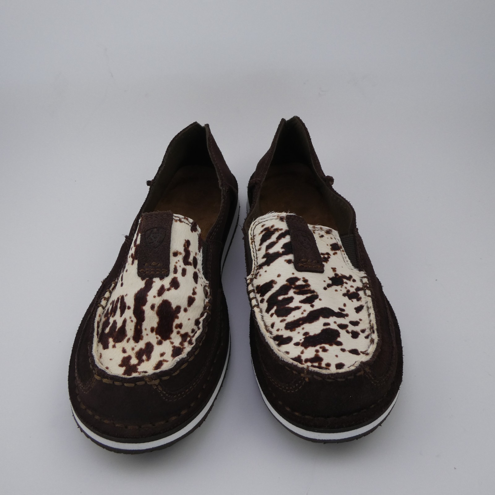 Ariat Cruiser Boat Shoe Leather Loafer Chocolate Chip Suede/Spotted Hair US: 7.5
