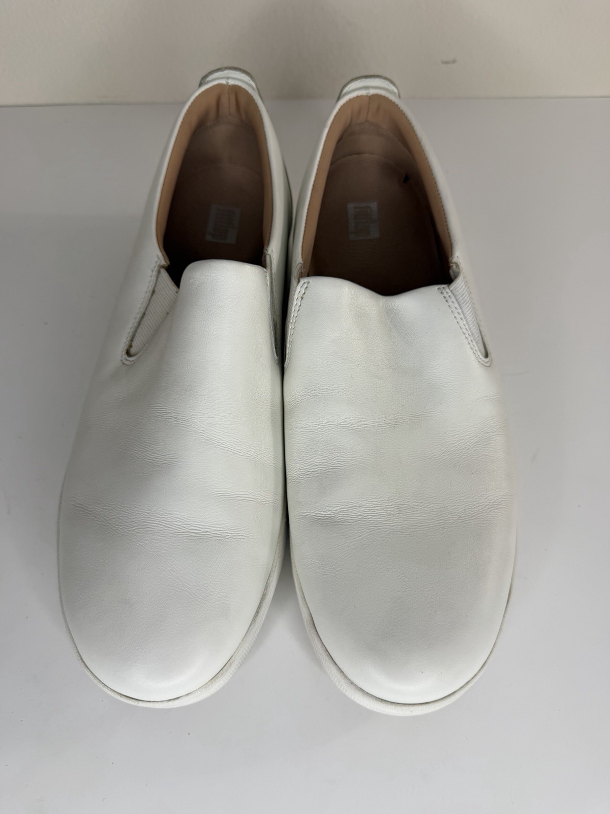 Fitflop Shoes Loafers White Leather Women Size 42 US 10 Comfort Walking Casual