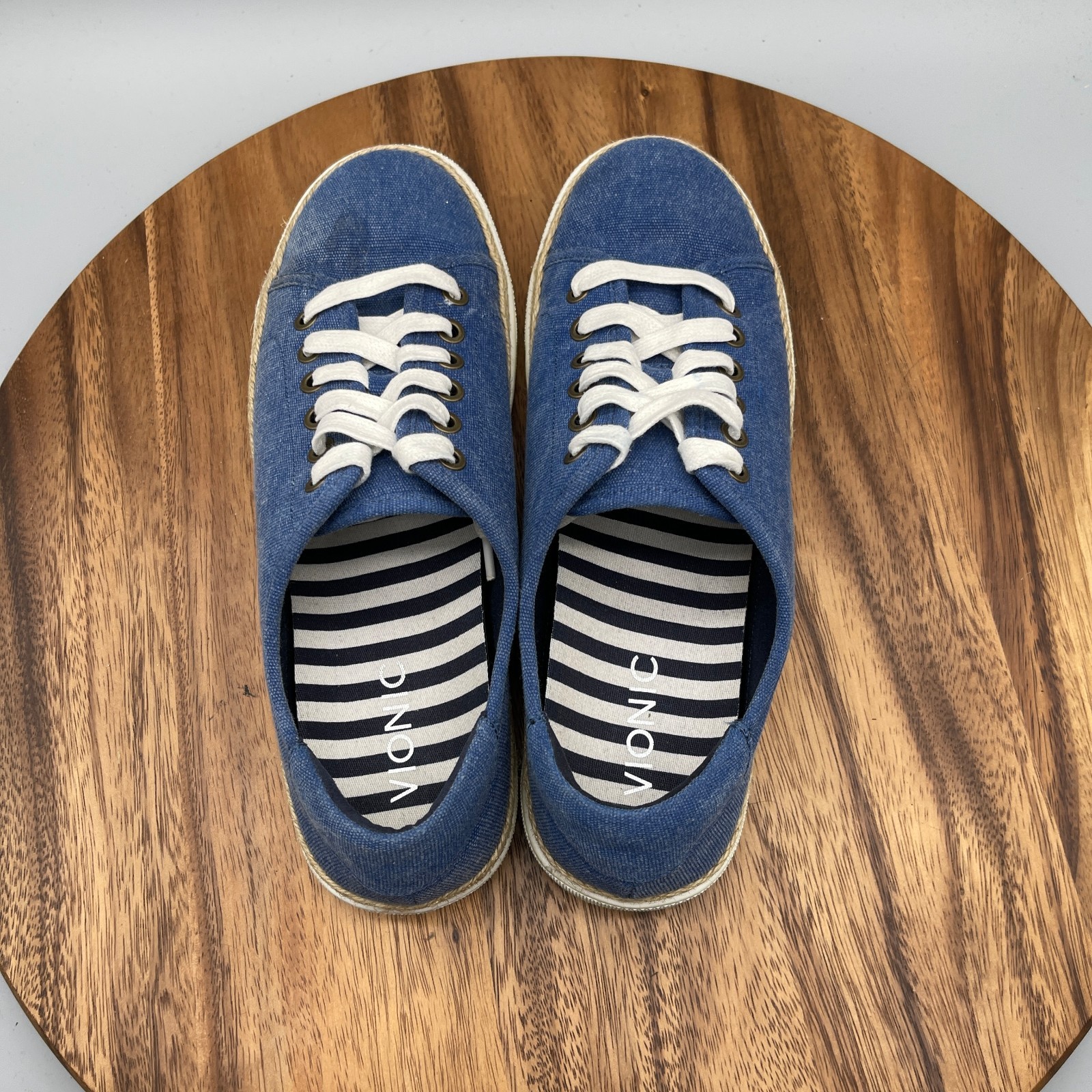 Vionic Hattie Shoes Womens Size 9 M Blue Canvas Comfort Walking Casual Sneakers